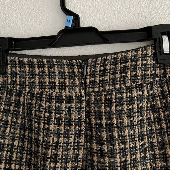 Vintage Tan Kenar Tweed Wool Blend Mini Skirt Size 2 Lined Academia Preppy - Picture 5 of 7